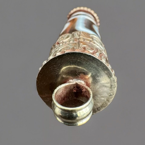 Vintage Hand Carved Floral Pattern Tibetan Akate(Dzi) Amulet Silver Pendant 12gr - Picture 5 of 9